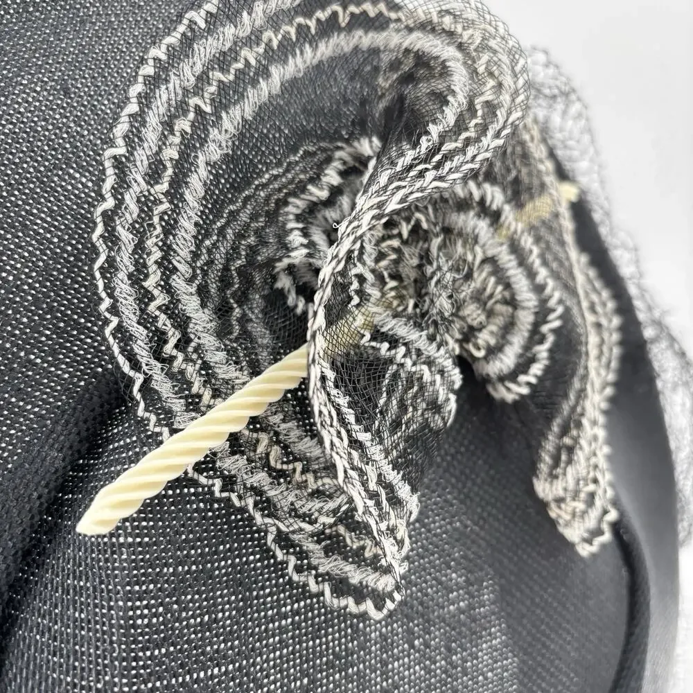 Vtg Black Tilt Fascinator Hat Birdcage Veil Cocktail Church Derby Wedding
